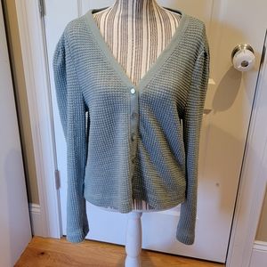 Anthropologie waffle button down cardigan (mint XL)